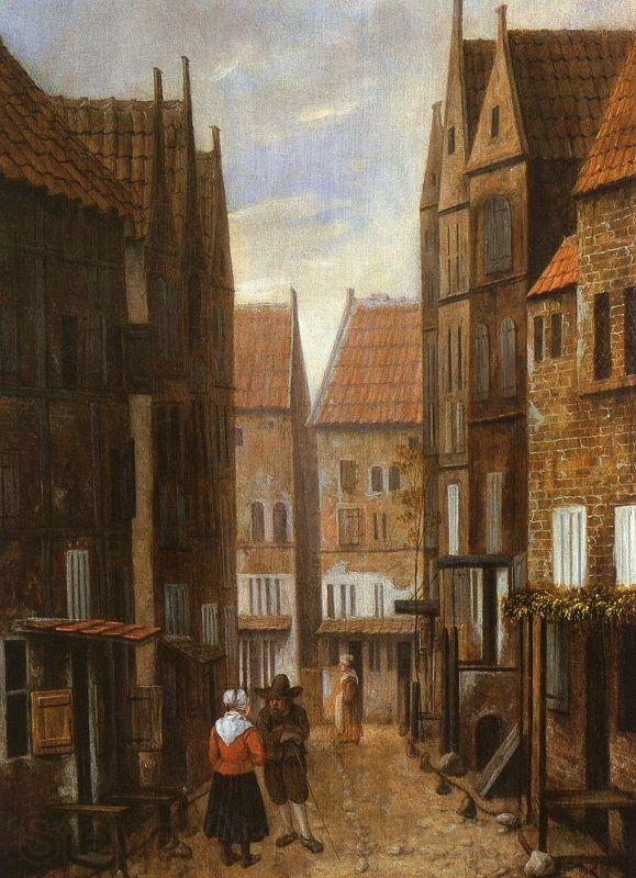 Jacobus Vrel Street Scene with Couple in Conversation Norge oil painting art